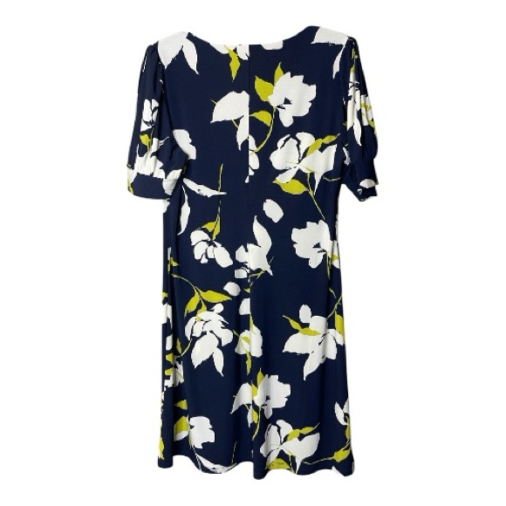 Harper Rose Floral Navy Dress Short Sleeve V-Neck Shift Mini Dress Sz 12 - Picture 3 of 5